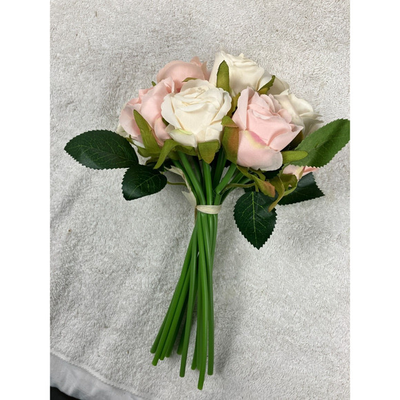 48-Pcs Artificial Silk Rose Flowers w/ Leaves & Stems for Wedding Bridal Shower - Picture 7 of 14
